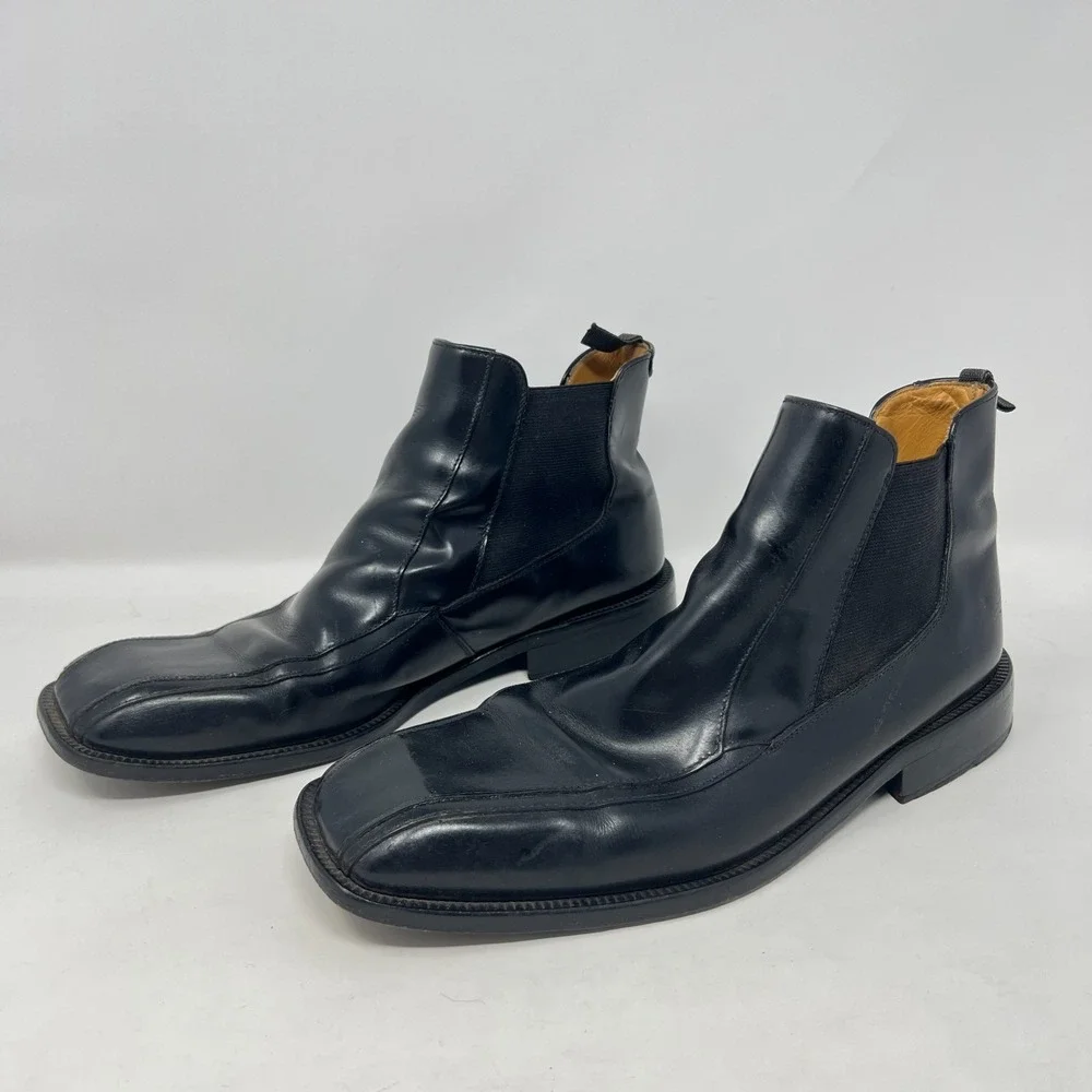 San Remo Platinum Men's Black Leather Boots Size 9-1/2 #11795-SY Made‎ in Spain